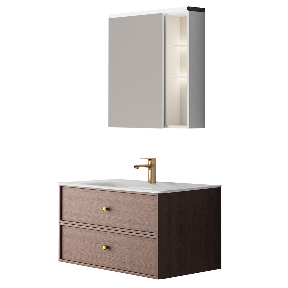 BC6302-080陶瓷盆款 生态实木榴莲视频软件柜