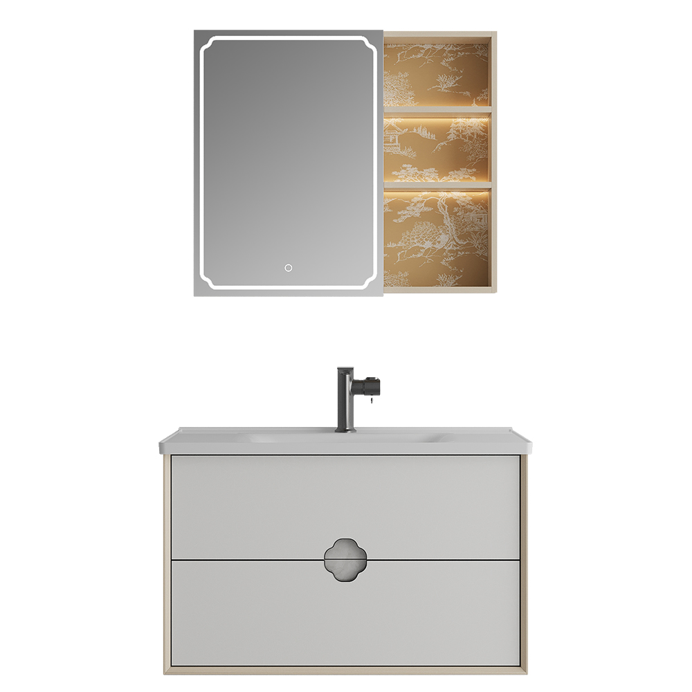 BC6303-090陶瓷盆款 生态实木榴莲视频软件柜